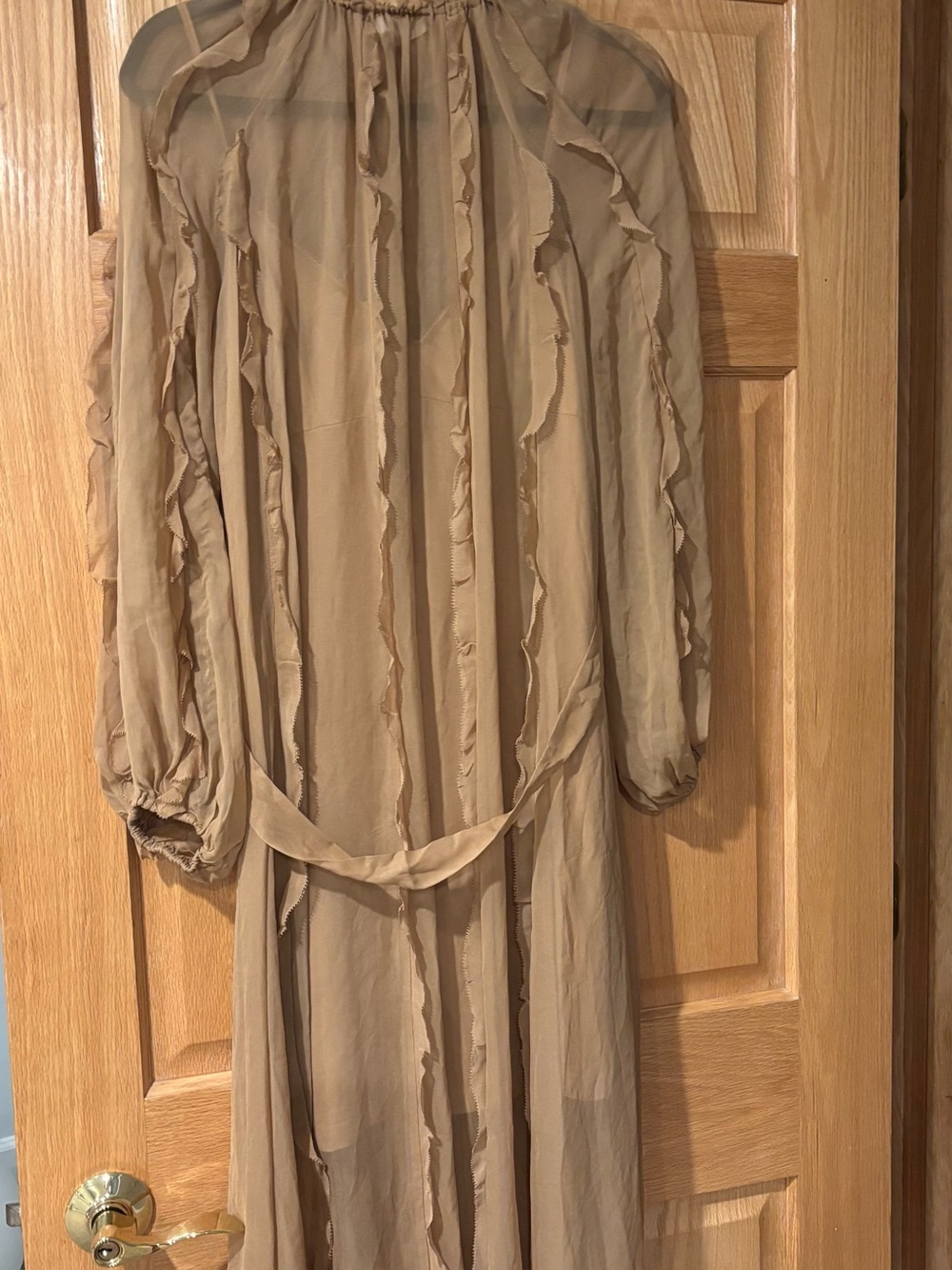 NEW ZIMMERMANN tranquility billow midi dress in tan Size 3 - Picture 4 of 16